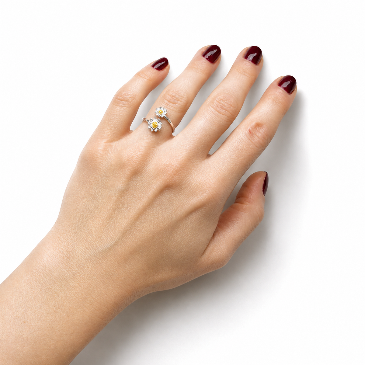 Sterling Silver Two Daisies Ring