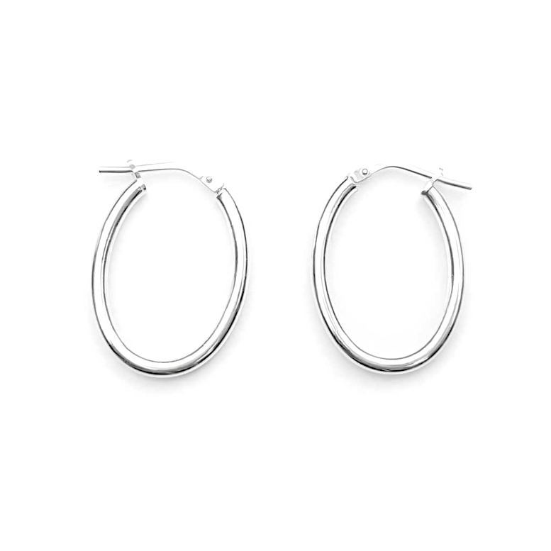 Sterling Silver Oval Hoop Earrings