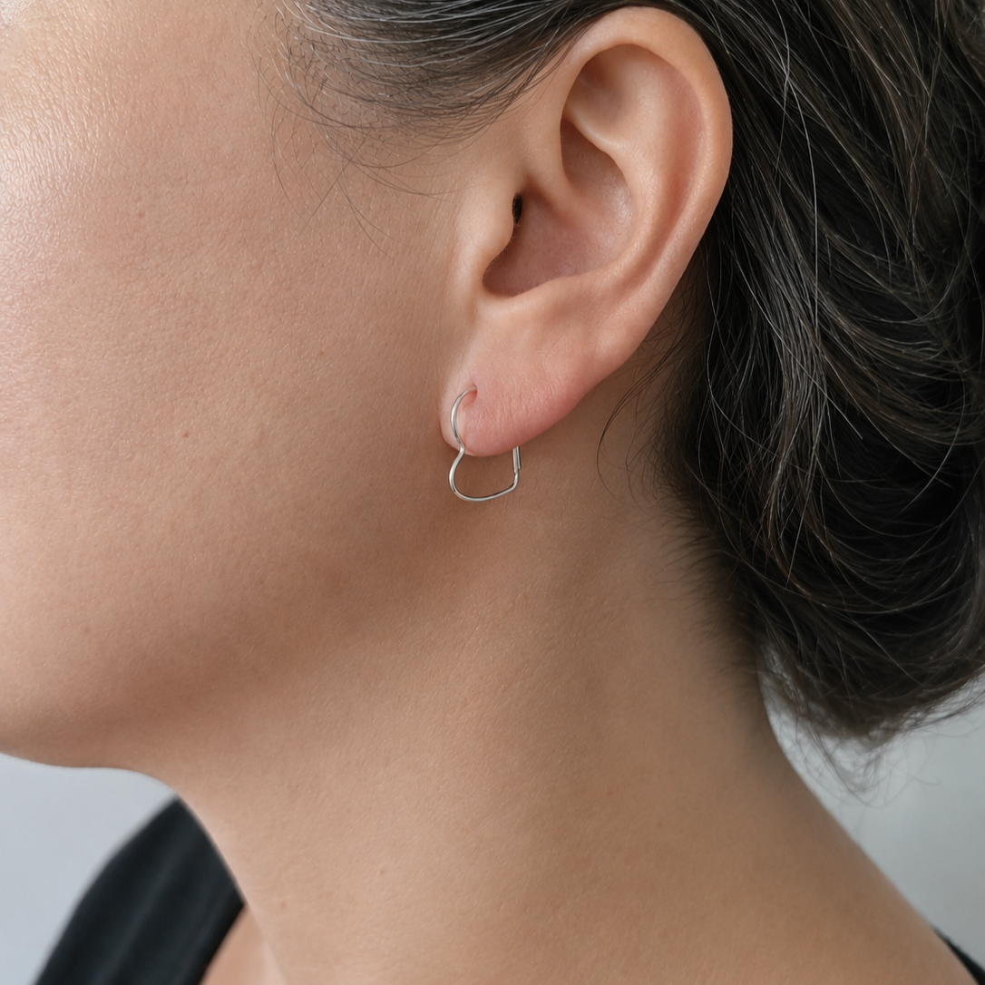 Sterling Silver Heart Hoop Earrings