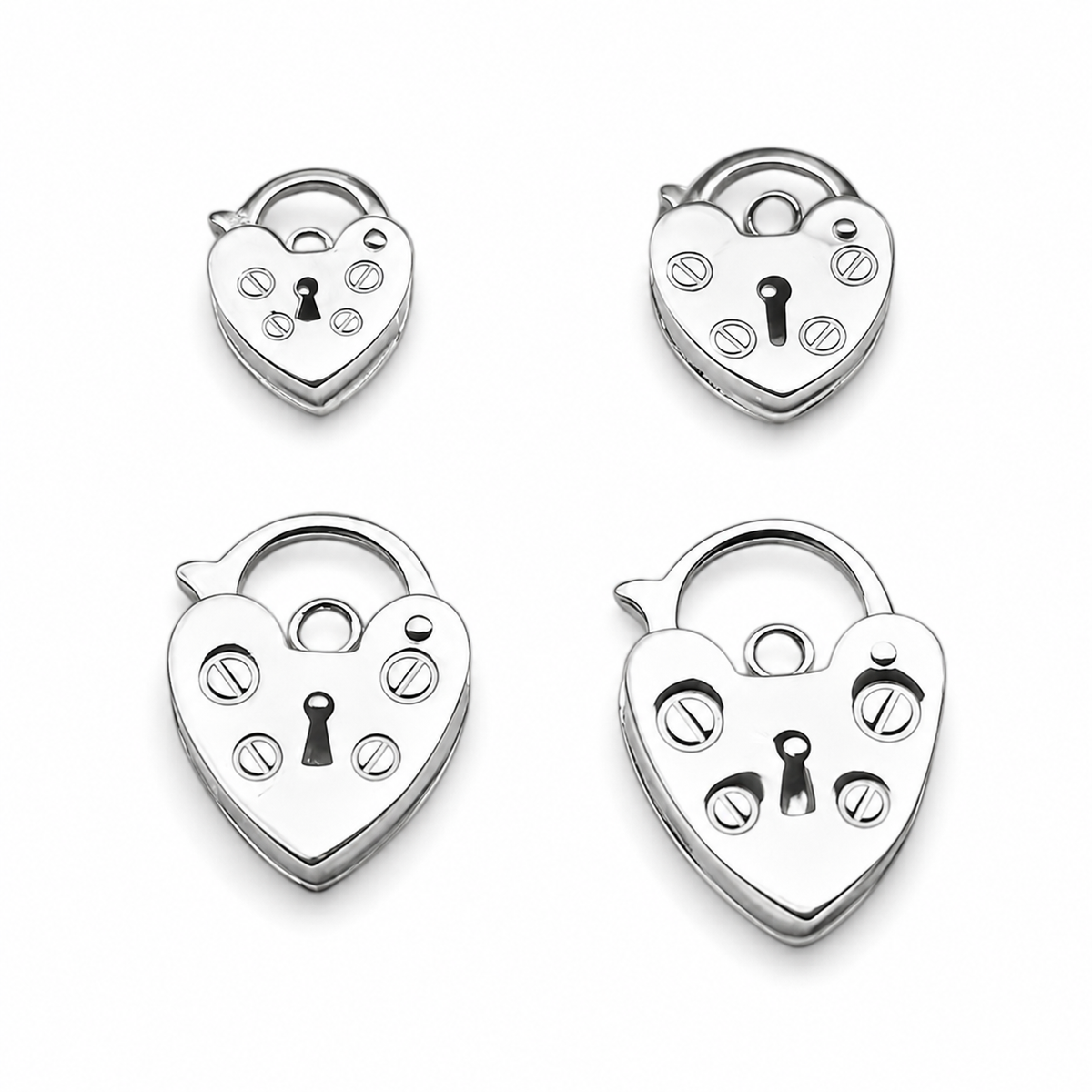 Sterling Silver Heart Padlock Clasp Charm