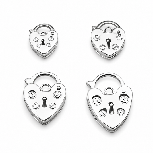 Sterling Silver Heart Padlock Clasp Charm