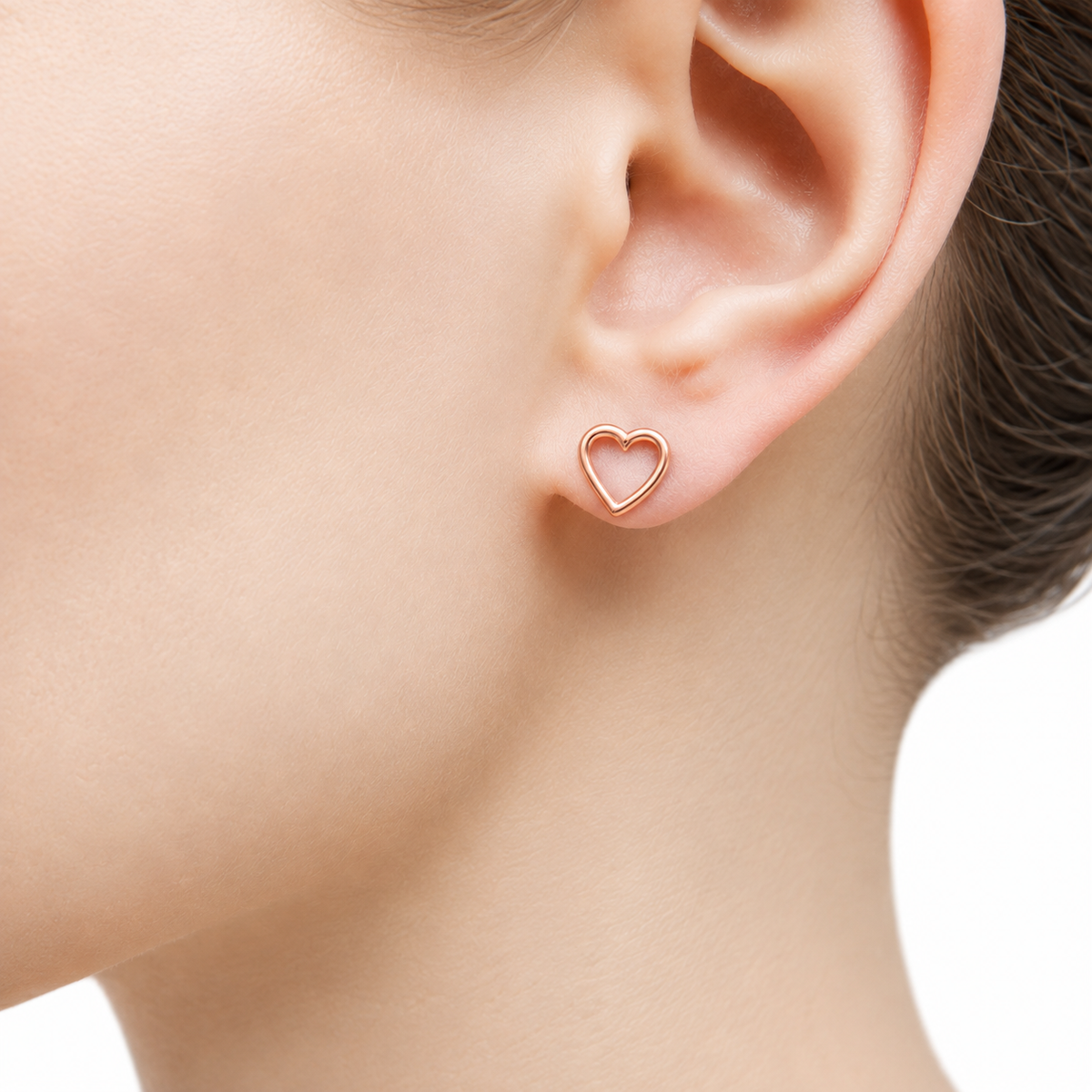 Rose Gold Plated Sterling Silver Heart Studs