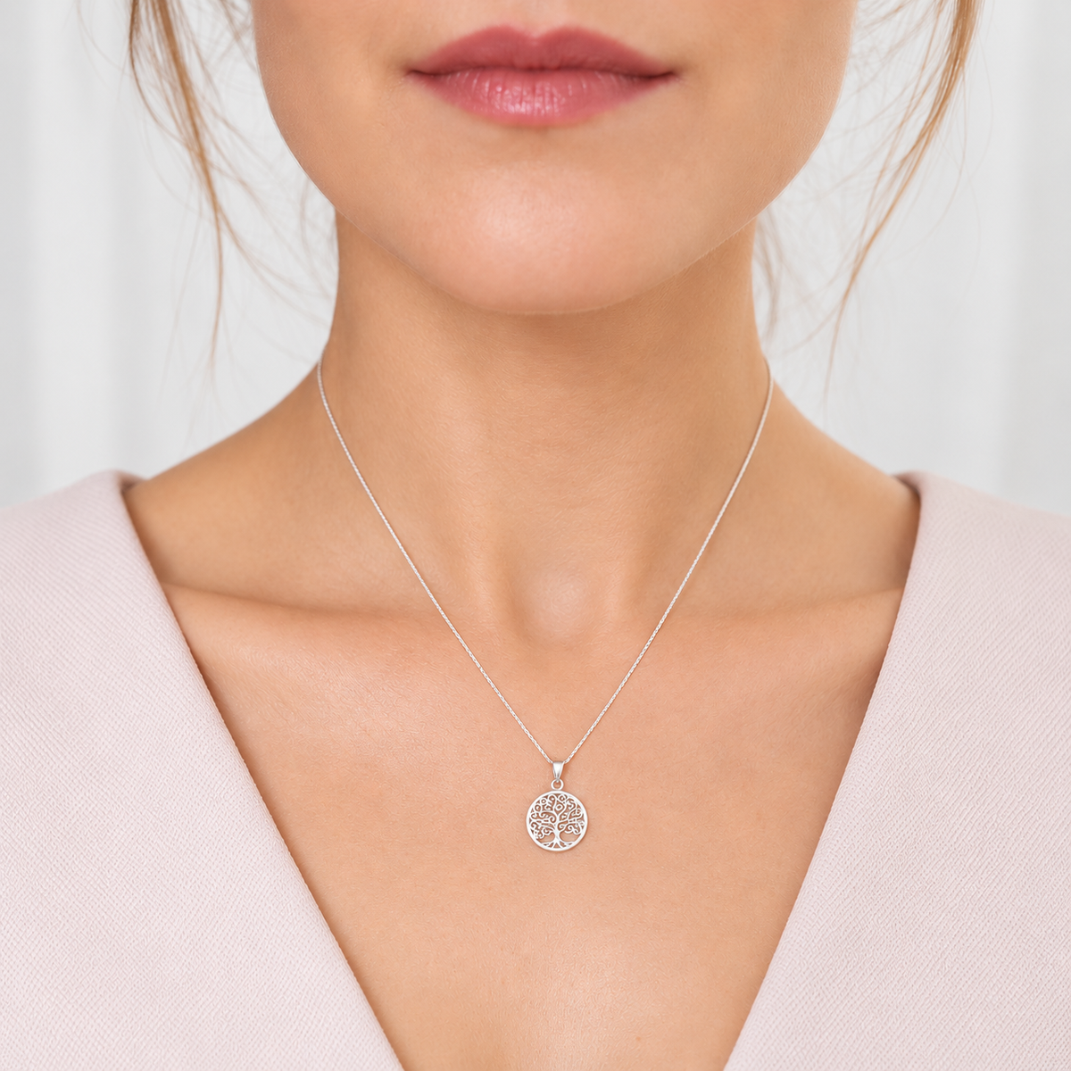 Sterling Silver Petite Swirl Tree of Life Pendant Necklace
