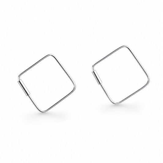 Sterling Silver Square Hoop Earrings