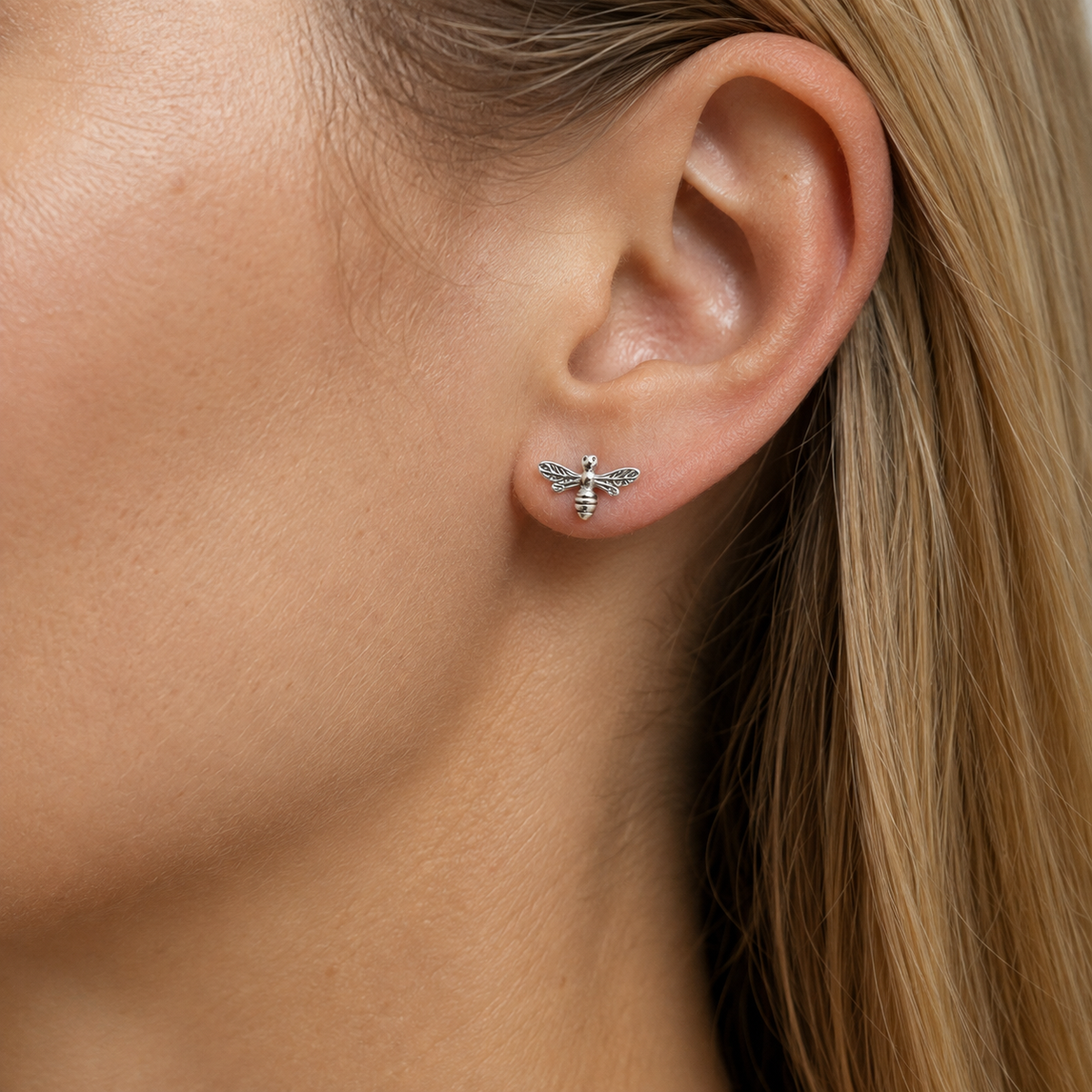 Sterling Silver Bee Stud Earrings