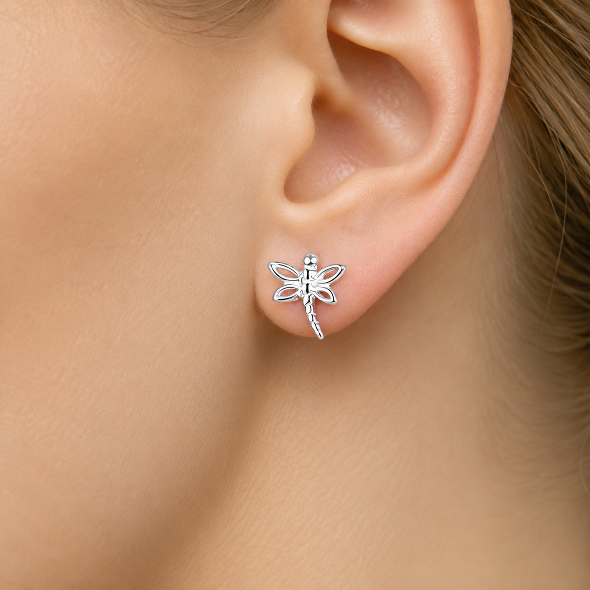 Sterling Silver Dragonfly Stud Earrings