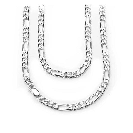 Heavy Sterling Silver Diamond-Cut Figaro Chain – 4.8mm