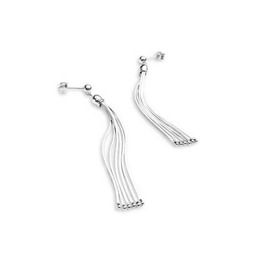 Sterling Silver Long Tassle Earrings