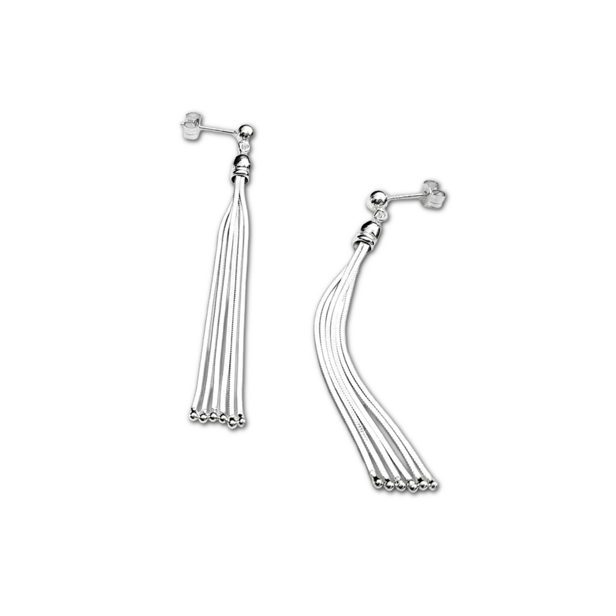 Sterling Silver Long Tassle Earrings
