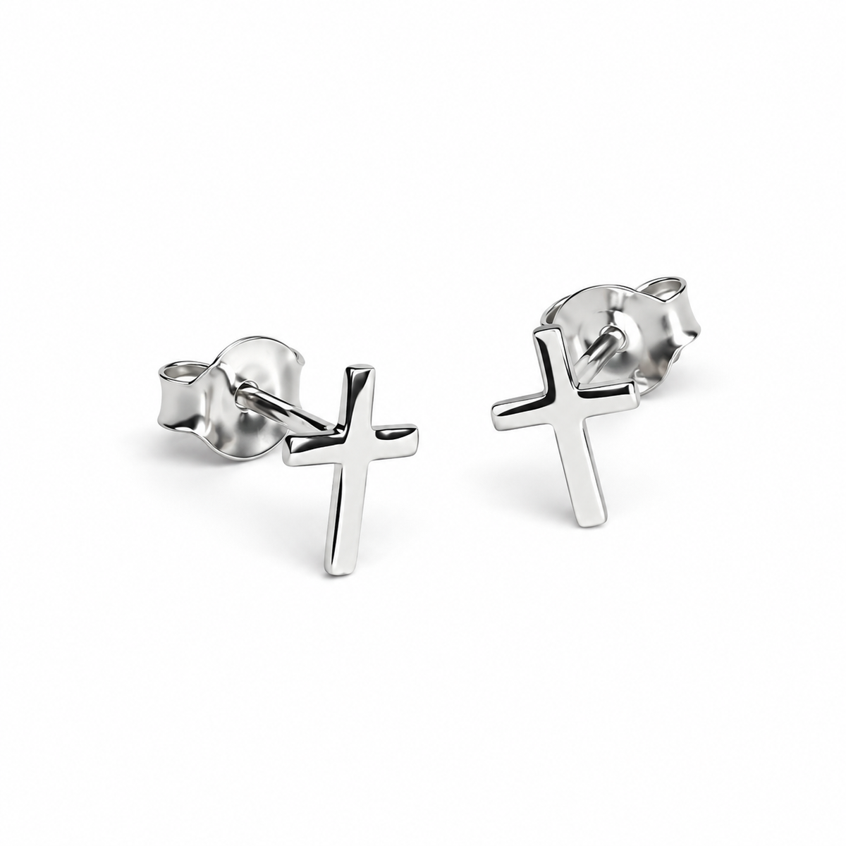 Sterling Silver Cross Stud Earrings