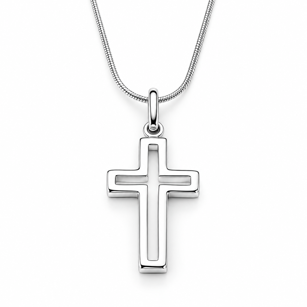 Sterling Silver Medium Cut-Out Cross Pendant