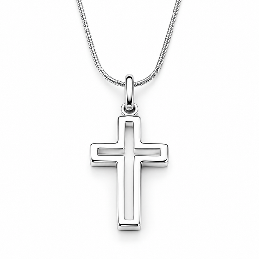 Sterling Silver Medium Cut-Out Cross Pendant