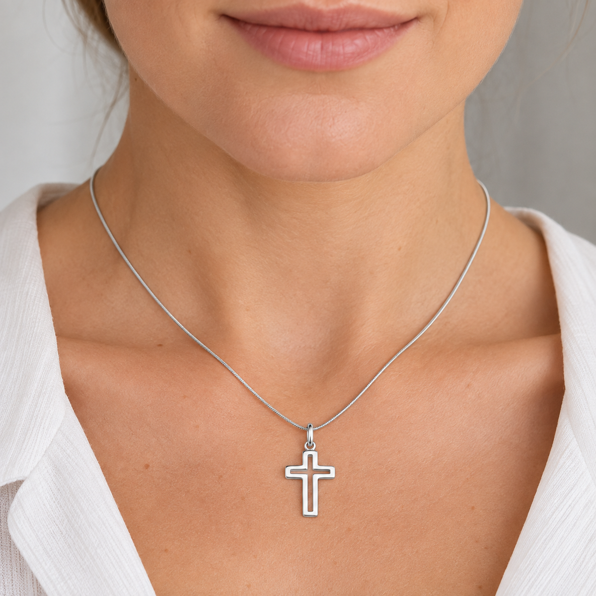 Sterling Silver Small Cut-Out Cross Pendant