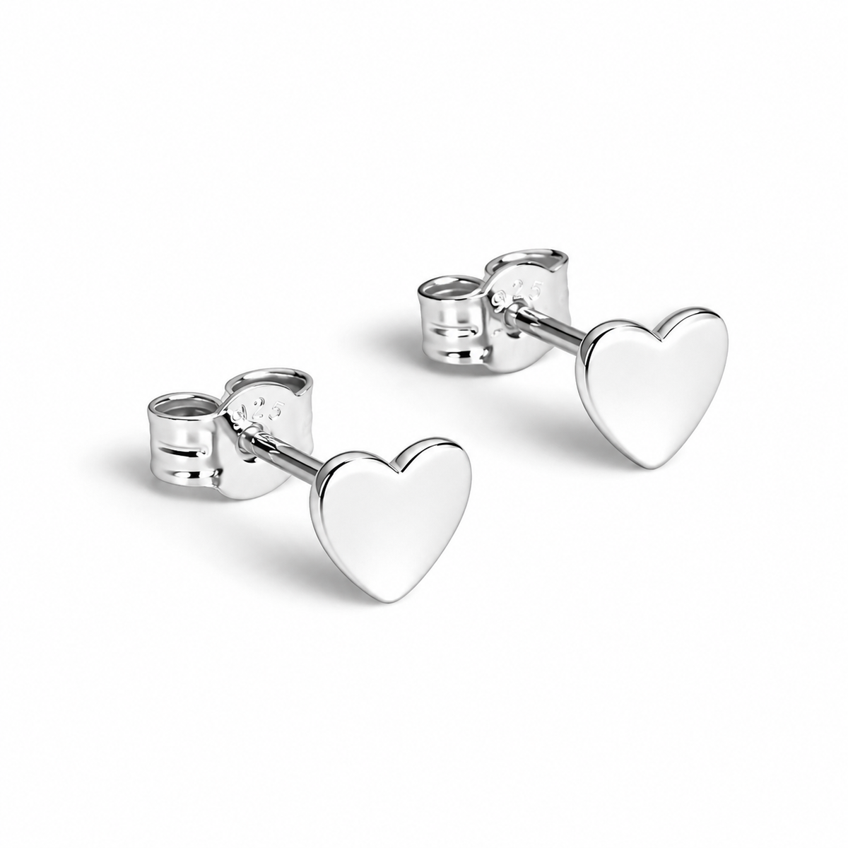 Sterling Silver Heart Stud Earrings