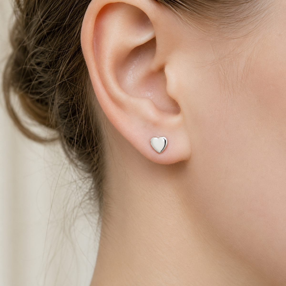 Sterling Silver Heart Stud Earrings