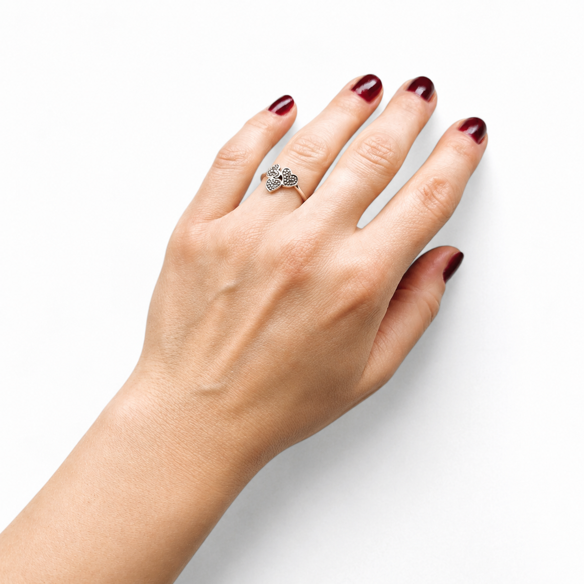 Sterling Silver Hearts Ring