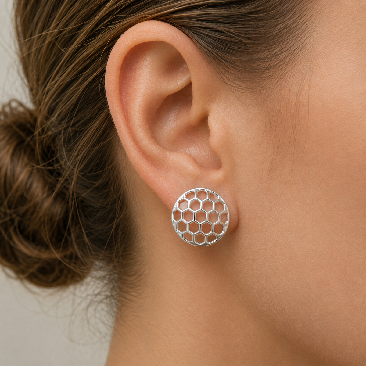 Sterling Silver Honeycomb Stud Earrings
