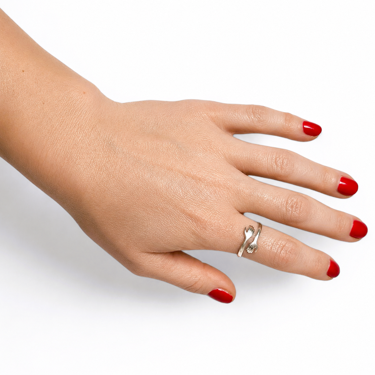 Sterling Silver Hugging Hands Ring