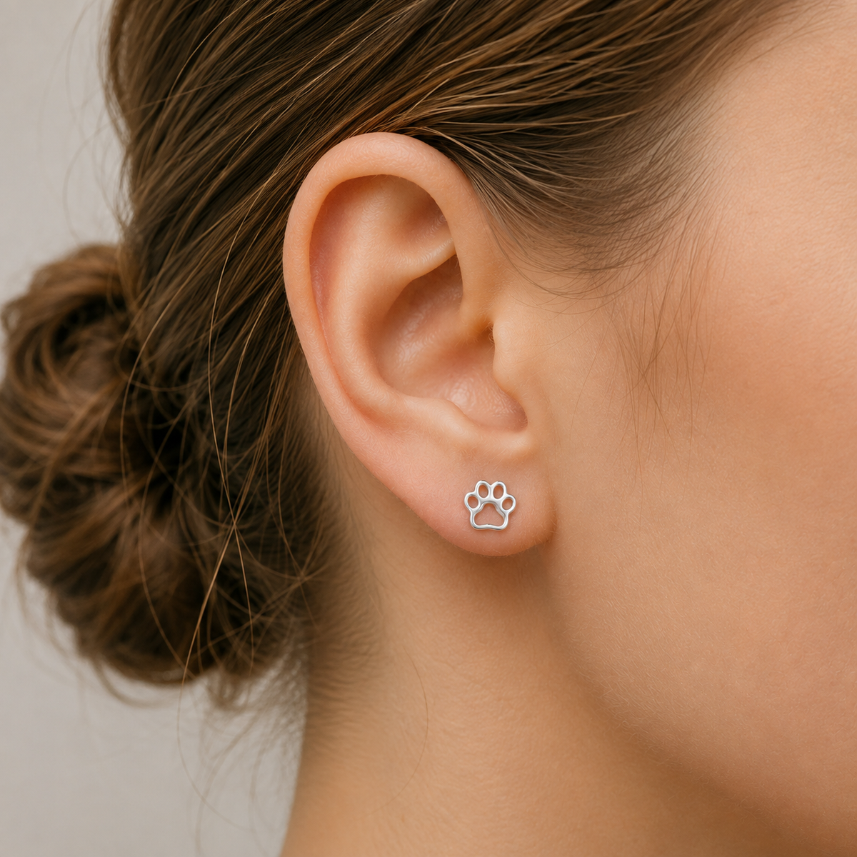 Sterling Silver Paw Print Studs
