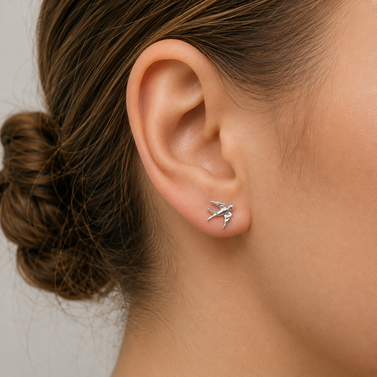 Sterling Silver Swallow Stud Earrings