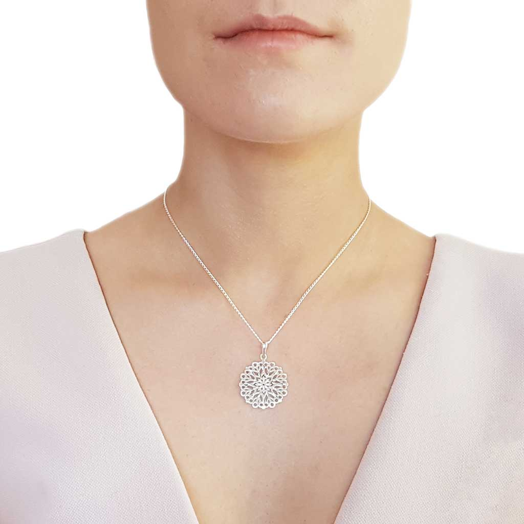 Sterling Silver Abstract Round Pendant