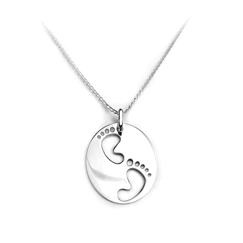 Sterling Silver Baby Footprint Pendant Necklace