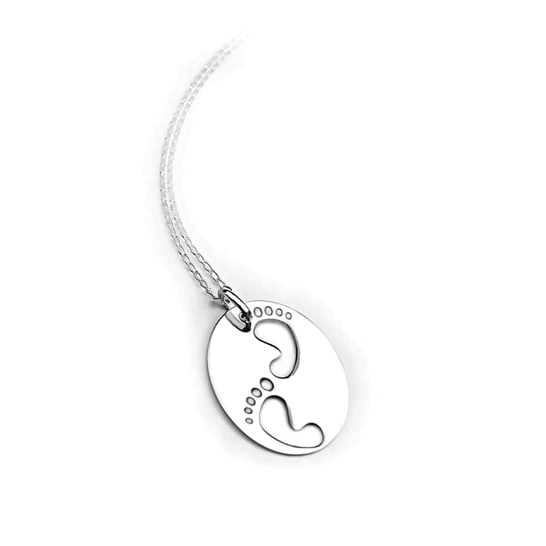Sterling Silver Baby Footprint Pendant Necklace
