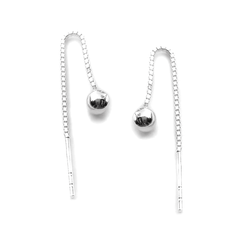 Sterling Silver Ball Pull Through Earrings