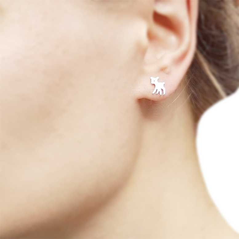 Sterling Silver Deer Stud Earrings
