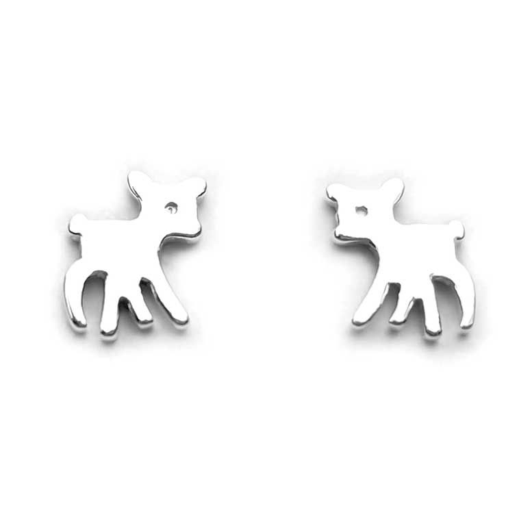 Sterling Silver Deer Stud Earrings
