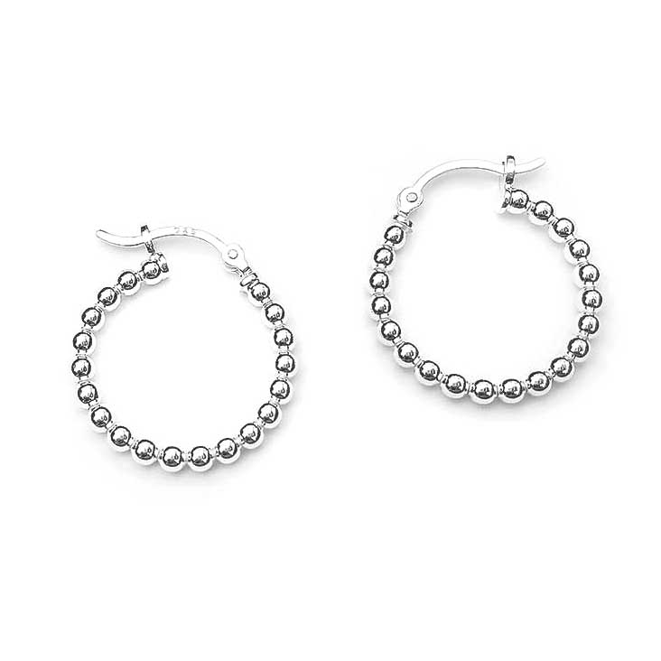 Sterling Silver Beaded Creole Earrings