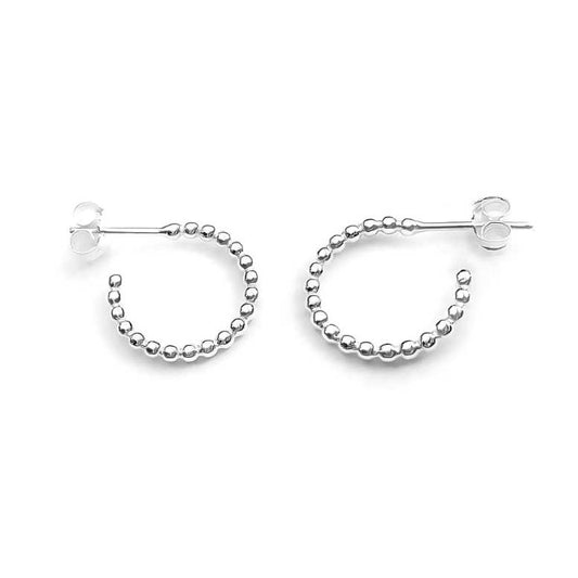 Sterling Silver Bead Hoop Earrings