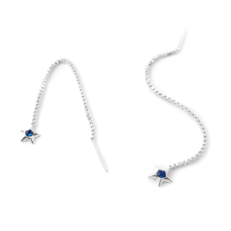 Sterling Silver Star Pull Through Earrings