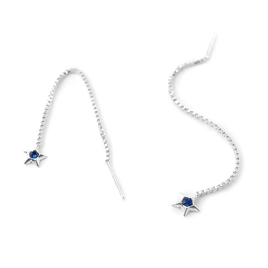 Sterling Silver Star Pull Through Earrings