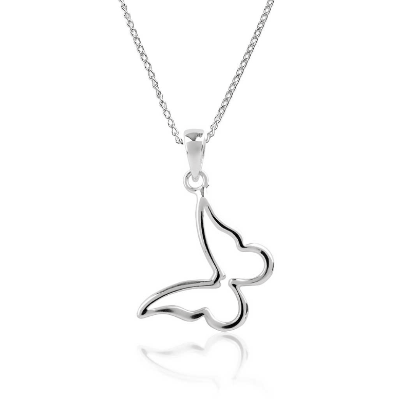 Sterling Silver Butterfly Outline Pendant