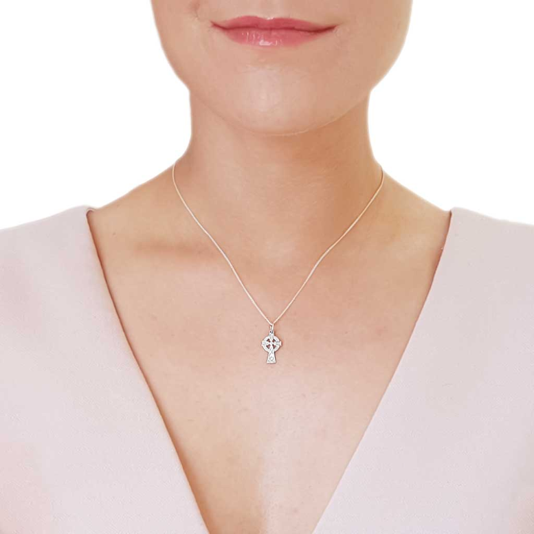 Sterling Silver Celtic Cross Pendant Necklace