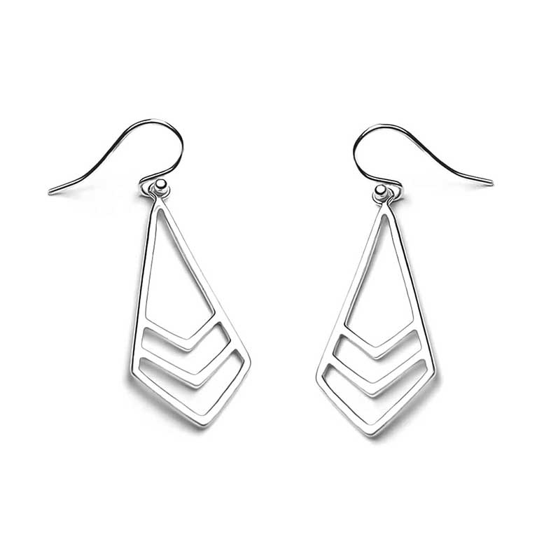 Sterling Silver Chevron Shape Earrings