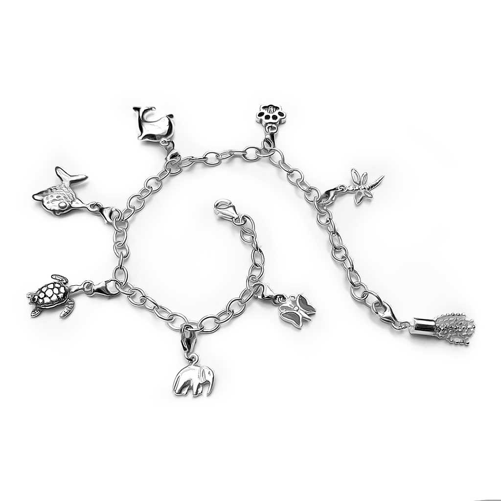 Sterling Silver Clip on Charm Bracelet