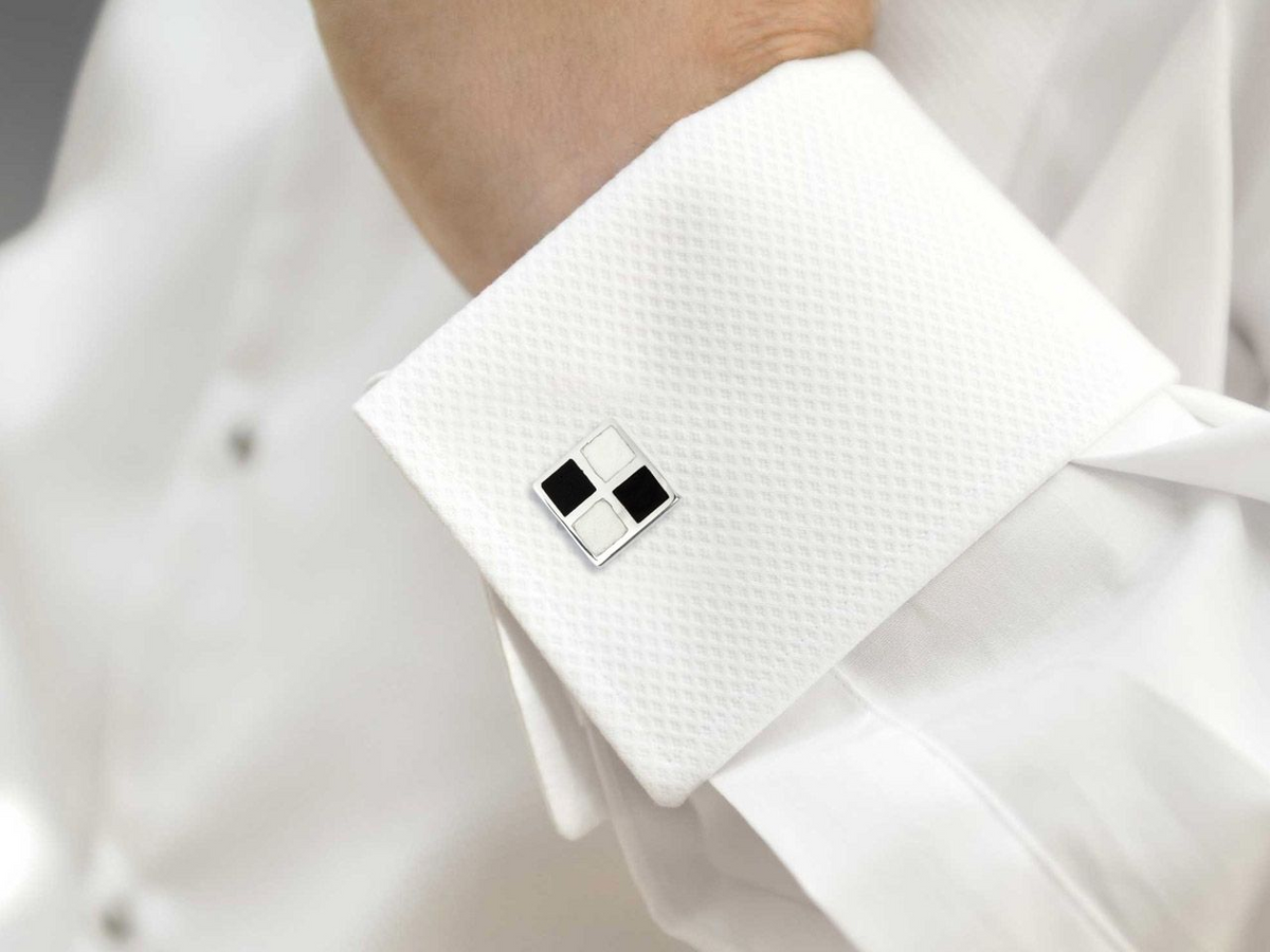 Sterling Silver Black & White Chessboard Cufflinks