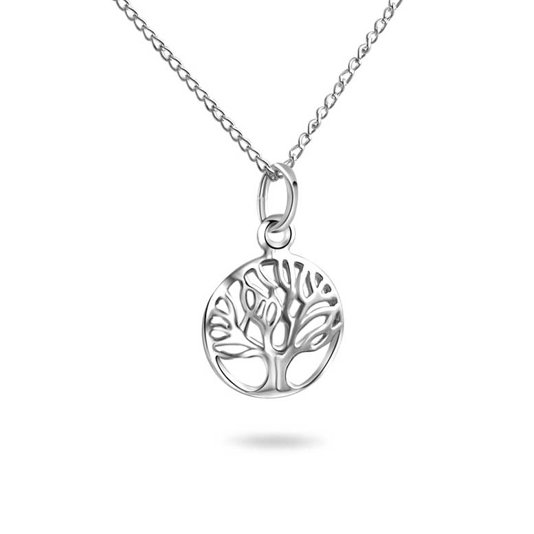 Sterling Silver Domed Tree of Life Pendant Necklace