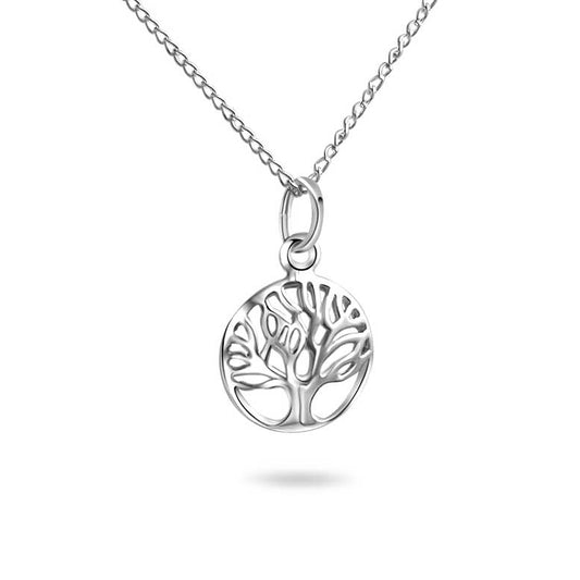 Sterling Silver Domed Tree of Life Pendant Necklace