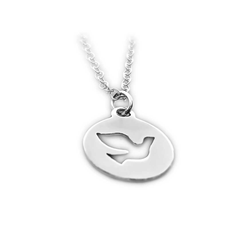 Sterling Silver Dove Cut-Out Pendant Necklace