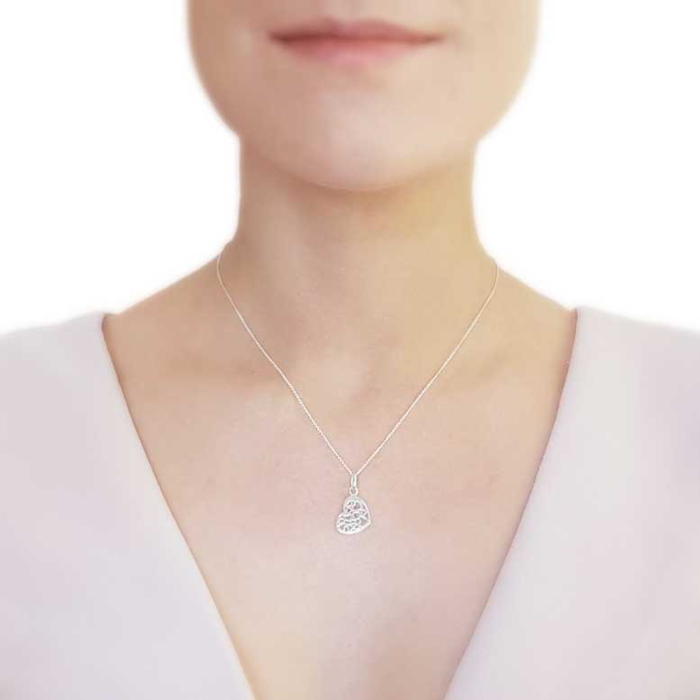 Sterling Silver Filigree Hearts Pendant Necklace