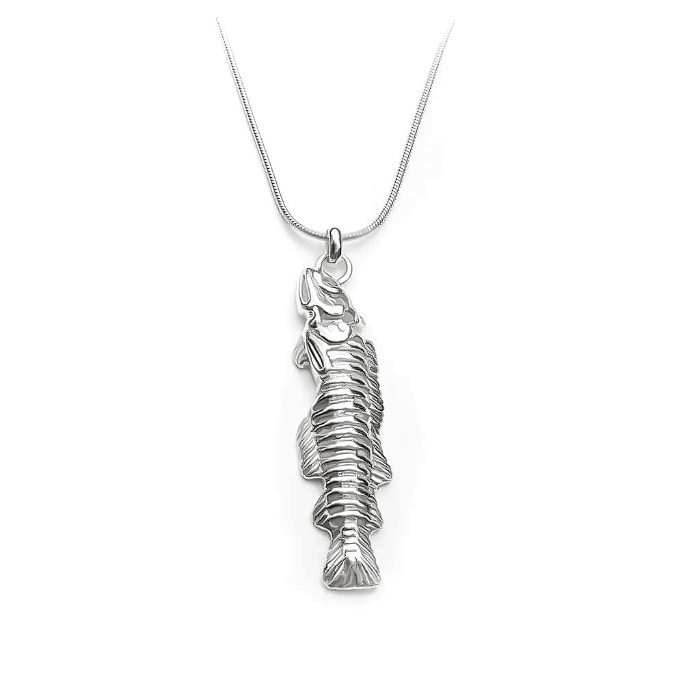 Sterling Silver Fish Bone Pendant Necklace