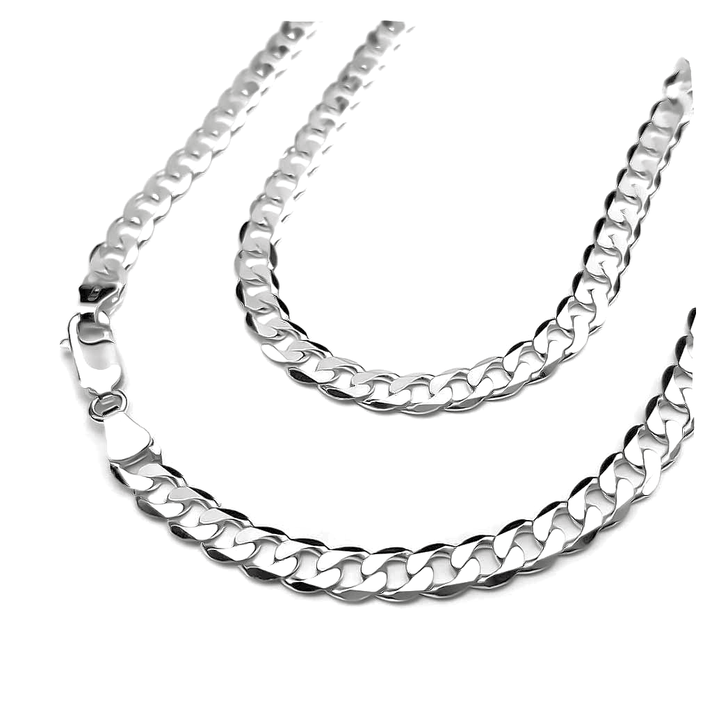 Sterling Silver Diamond-Cut Flat Curb Chain – 5mm