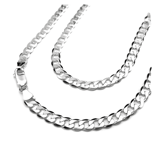 Sterling Silver Diamond-Cut Flat Curb Chain – 5mm