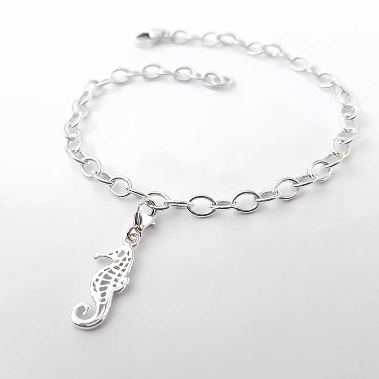 Sterling Silver Flat Seahorse Charm