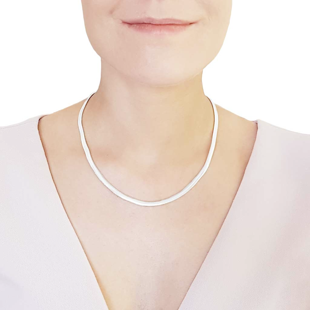Sterling Silver Flat Snake Necklace
