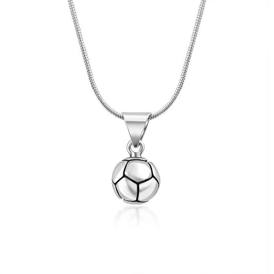Sterling Silver Football Pendant Necklace