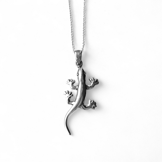 Sterling Silver Gecko Pendant Necklace